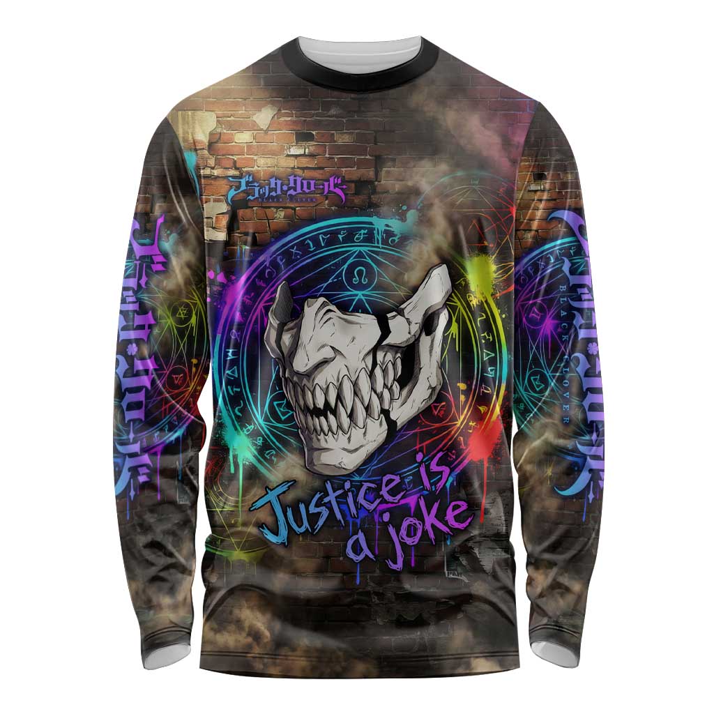 Zara Ideale Black Clover Long Sleeve Shirt Graffiti Magic Circle Style with Urban Grunge Aesthetic