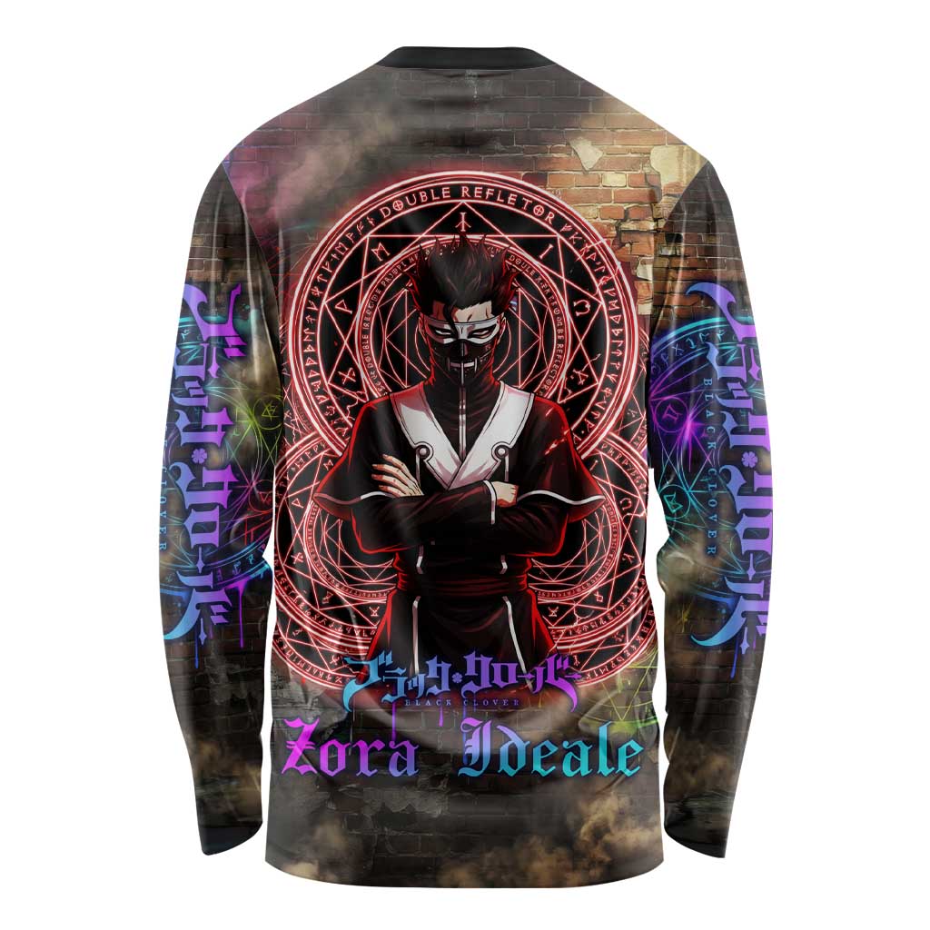 Zara Ideale Black Clover Long Sleeve Shirt Graffiti Magic Circle Style with Urban Grunge Aesthetic