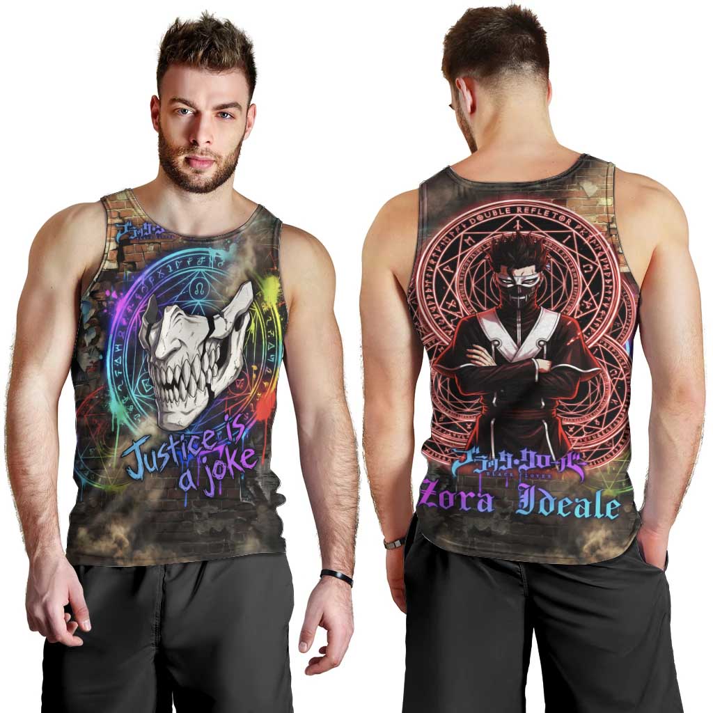 Zara Ideale Black Clover Men Tank Top Graffiti Magic Circle Style with Urban Grunge Aesthetic