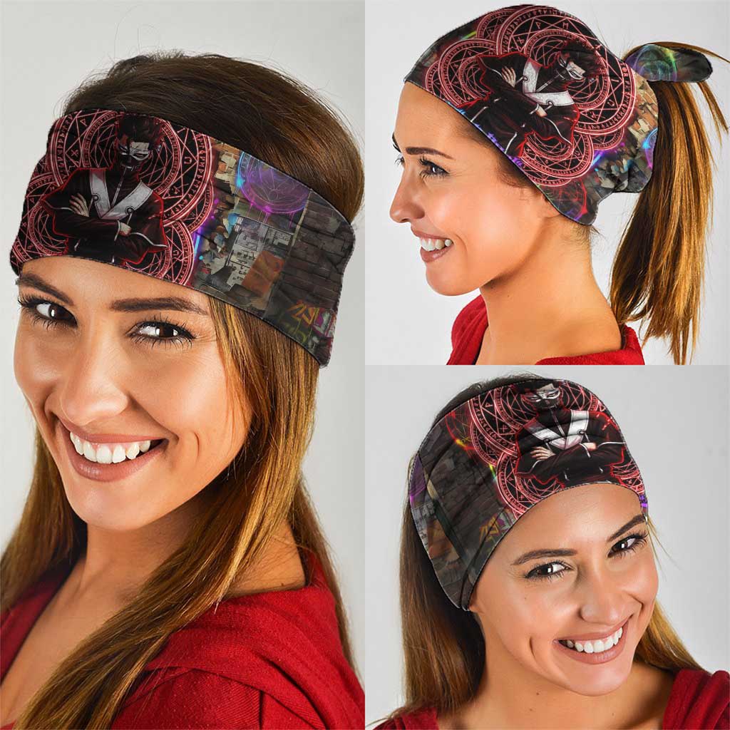 Zara Ideale Black Clover Neck Gaiter Graffiti Magic Circle Style with Urban Grunge Aesthetic