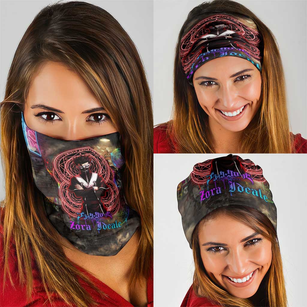 Zara Ideale Black Clover Neck Gaiter Graffiti Magic Circle Style with Urban Grunge Aesthetic