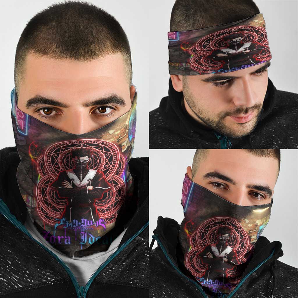 Zara Ideale Black Clover Neck Gaiter Graffiti Magic Circle Style with Urban Grunge Aesthetic