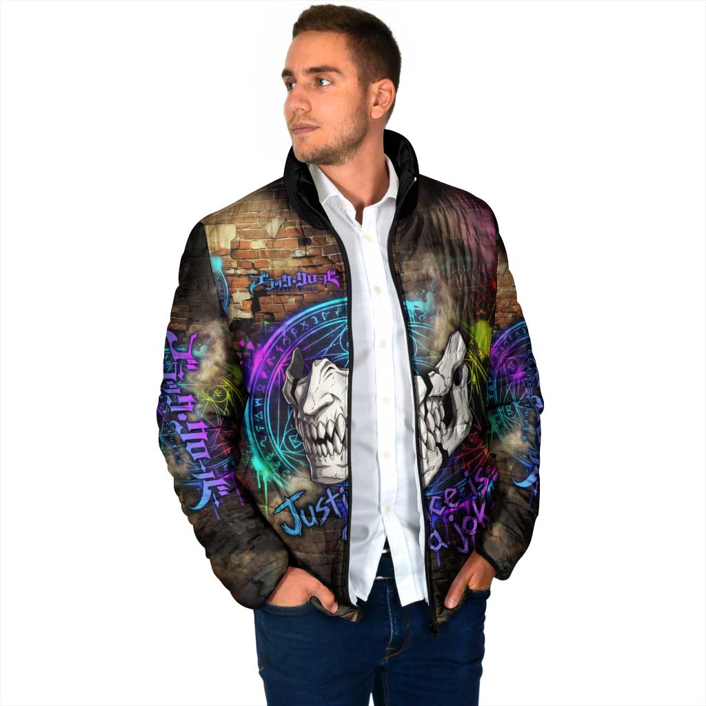 Zara Ideale Black Clover Padded Jacket Graffiti Magic Circle Style with Urban Grunge Aesthetic