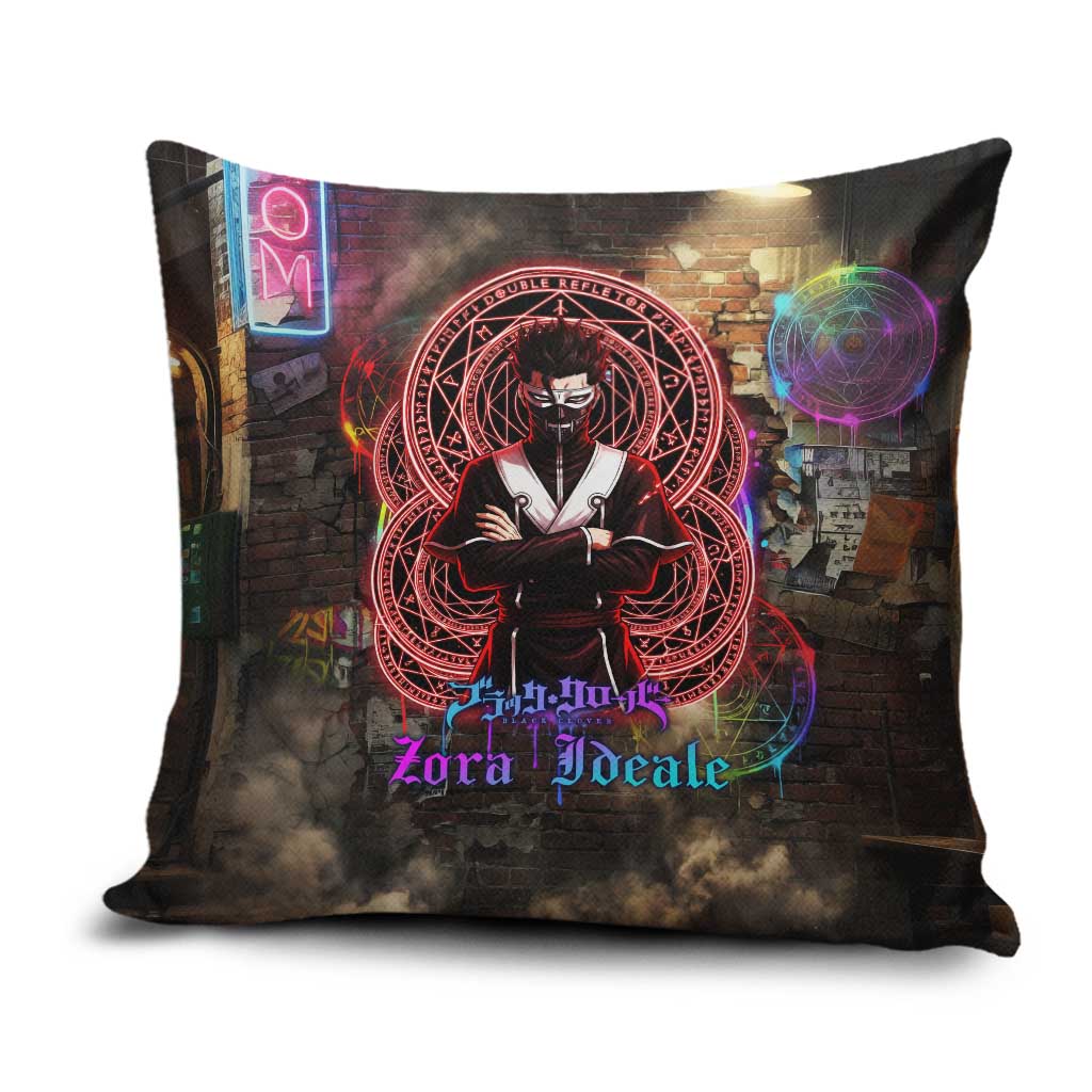 Zara Ideale Black Clover Pillow Cover Graffiti Magic Circle Style with Urban Grunge Aesthetic