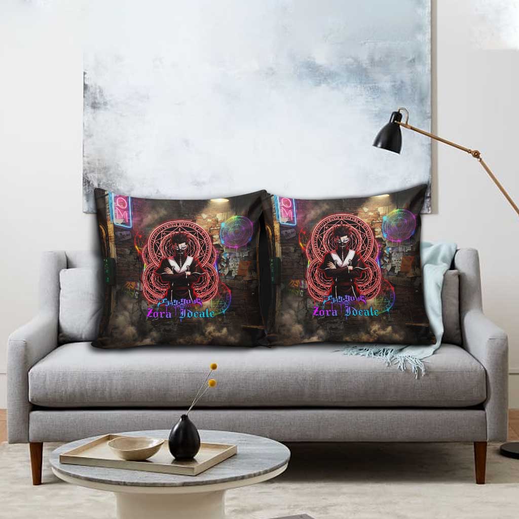 Zara Ideale Black Clover Pillow Cover Graffiti Magic Circle Style with Urban Grunge Aesthetic