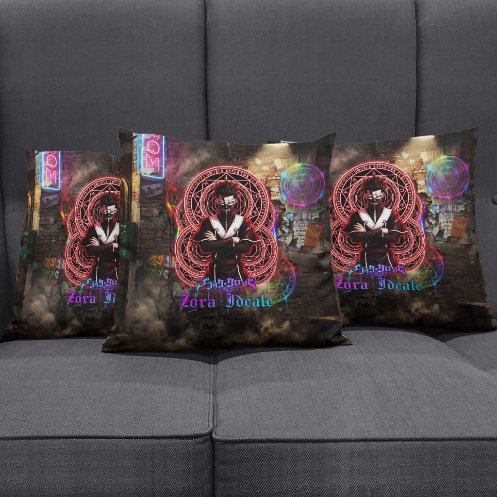 Zara Ideale Black Clover Pillow Cover Graffiti Magic Circle Style with Urban Grunge Aesthetic