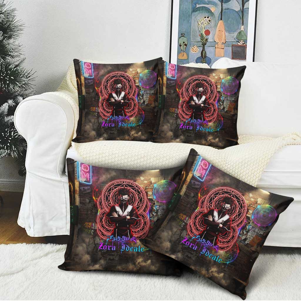 Zara Ideale Black Clover Pillow Cover Graffiti Magic Circle Style with Urban Grunge Aesthetic