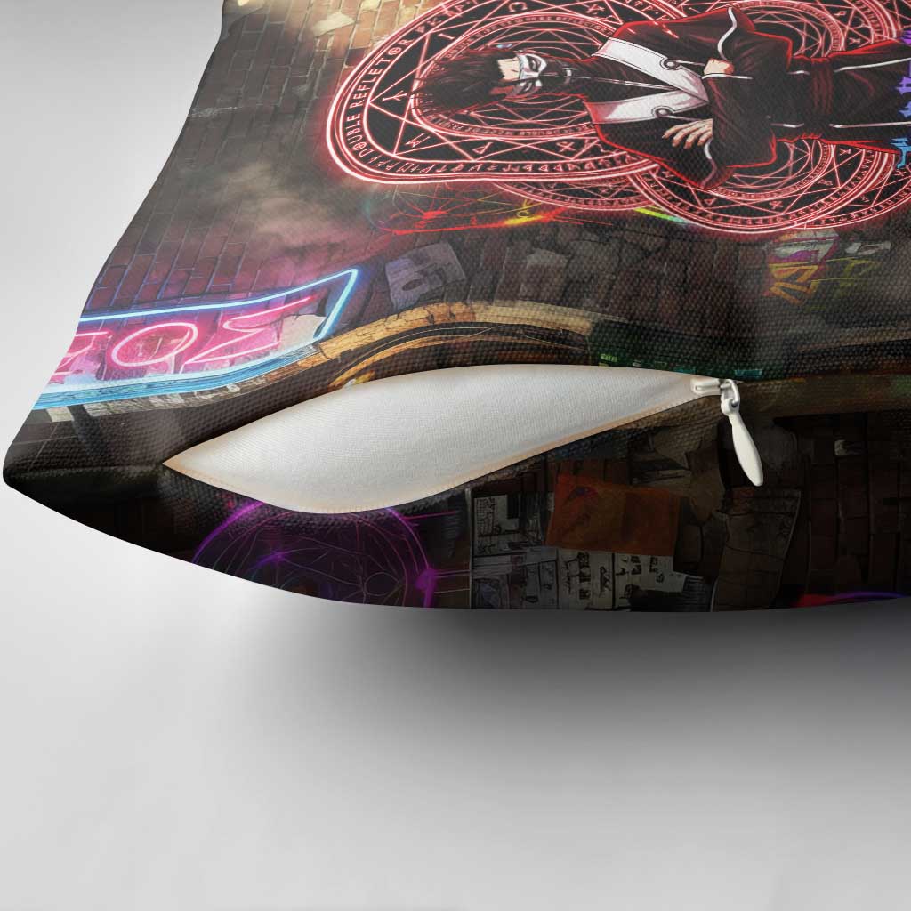 Zara Ideale Black Clover Pillow Cover Graffiti Magic Circle Style with Urban Grunge Aesthetic