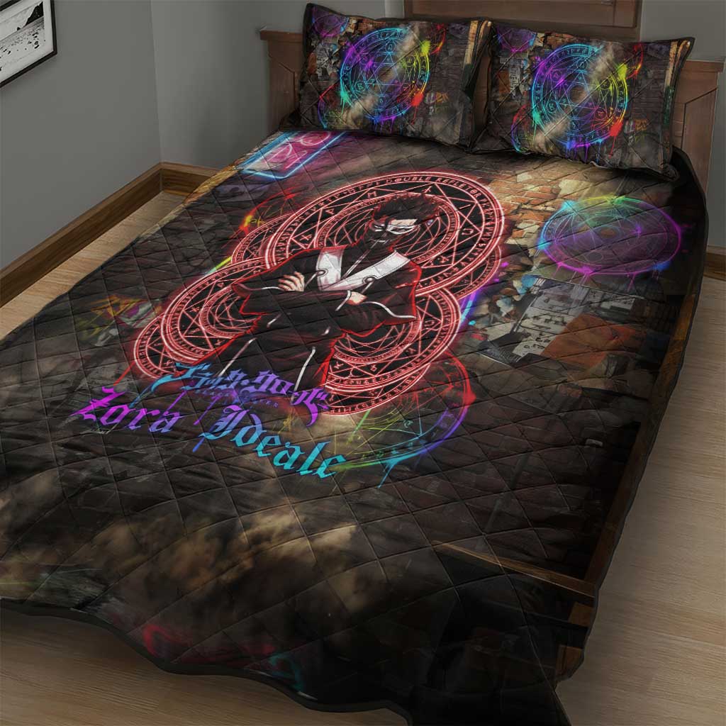 Zara Ideale Black Clover Quilt Bed Set Graffiti Magic Circle Style with Urban Grunge Aesthetic