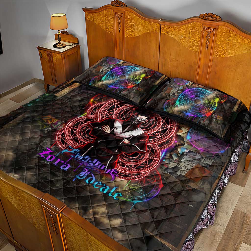 Zara Ideale Black Clover Quilt Bed Set Graffiti Magic Circle Style with Urban Grunge Aesthetic