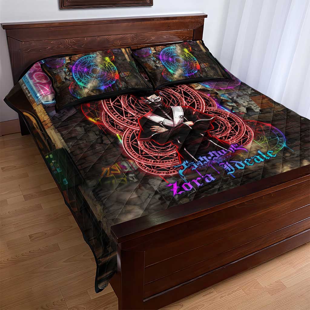 Zara Ideale Black Clover Quilt Bed Set Graffiti Magic Circle Style with Urban Grunge Aesthetic