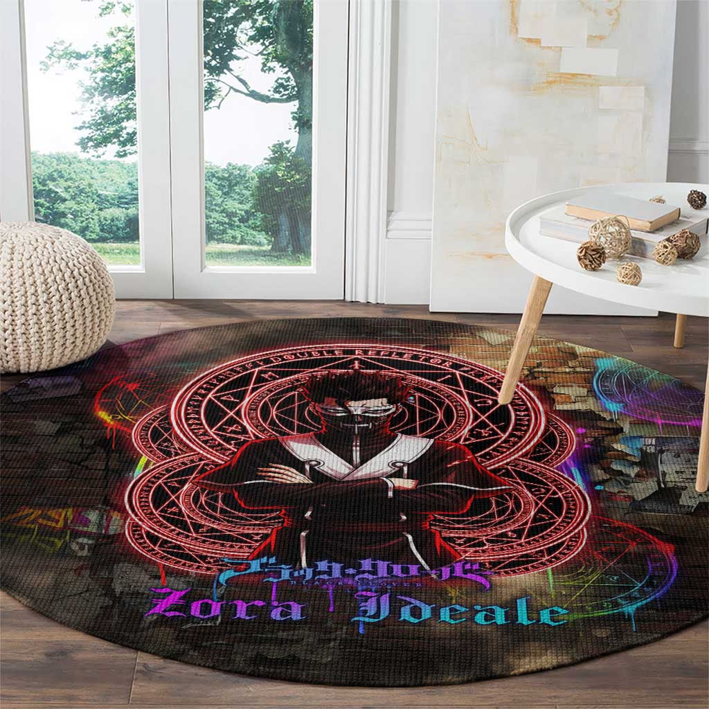 Zara Ideale Black Clover Round Carpet Graffiti Magic Circle Style with Urban Grunge Aesthetic