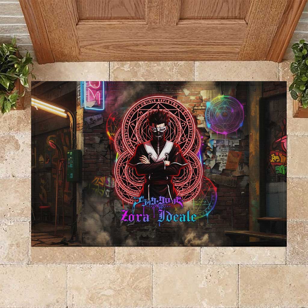 Zara Ideale Black Clover Rubber Doormat Graffiti Magic Circle Style with Urban Grunge Aesthetic