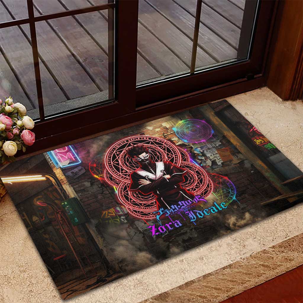 Zara Ideale Black Clover Rubber Doormat Graffiti Magic Circle Style with Urban Grunge Aesthetic