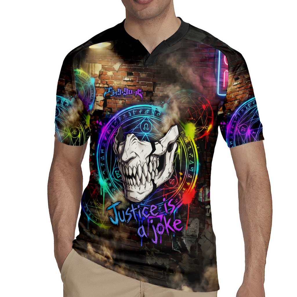 Zara Ideale Black Clover Rugby Jersey Graffiti Magic Circle Style with Urban Grunge Aesthetic