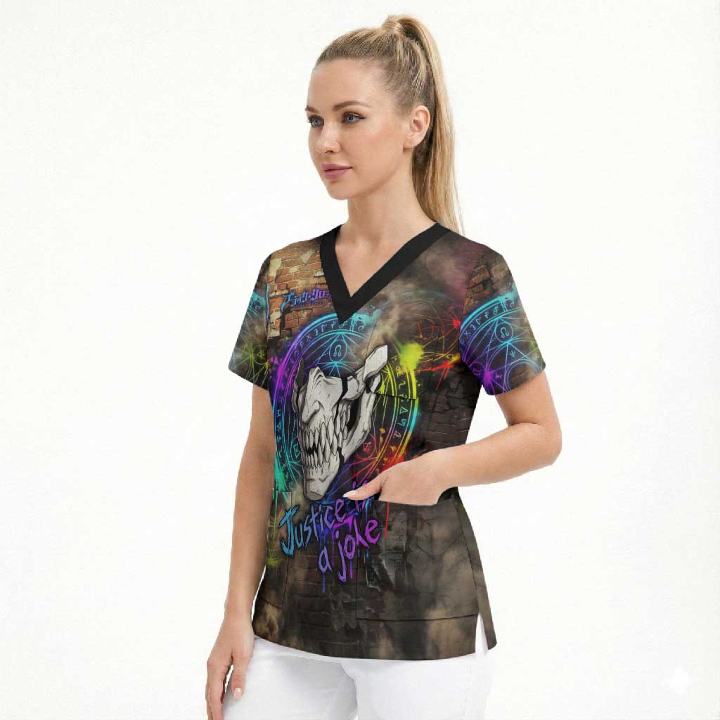 Zara Ideale Black Clover Scrub Top Graffiti Magic Circle Style with Urban Grunge Aesthetic