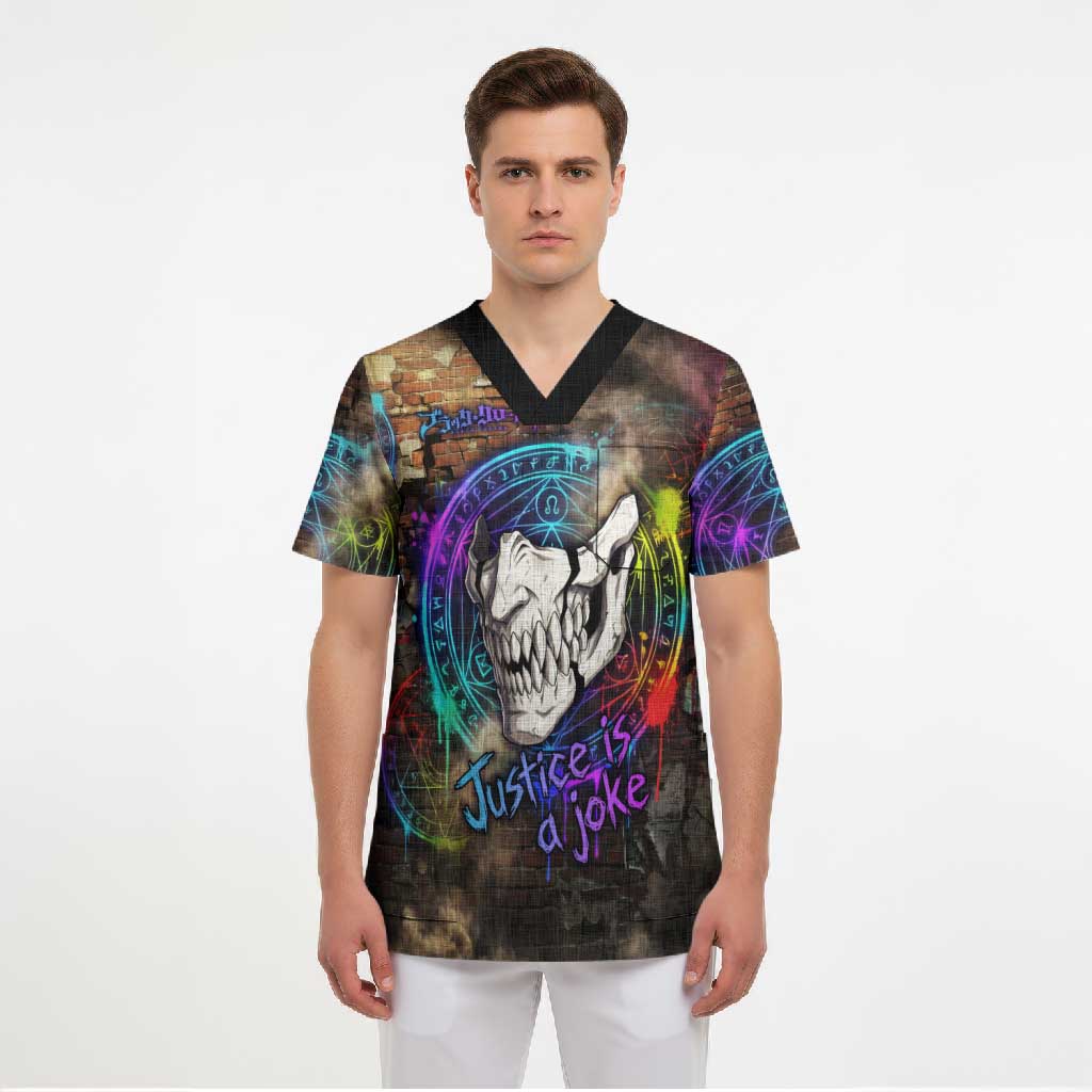 Zara Ideale Black Clover Scrub Top Graffiti Magic Circle Style with Urban Grunge Aesthetic