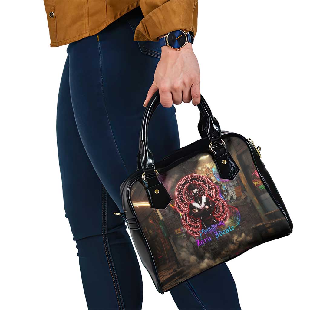 Zara Ideale Black Clover Shoulder Handbag Graffiti Magic Circle Style with Urban Grunge Aesthetic