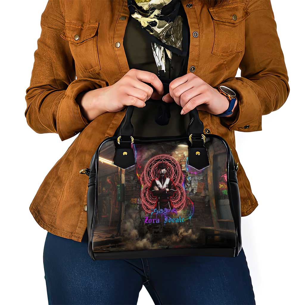 Zara Ideale Black Clover Shoulder Handbag Graffiti Magic Circle Style with Urban Grunge Aesthetic