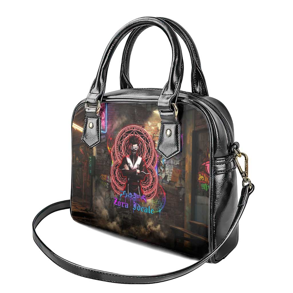 Zara Ideale Black Clover Shoulder Handbag Graffiti Magic Circle Style with Urban Grunge Aesthetic