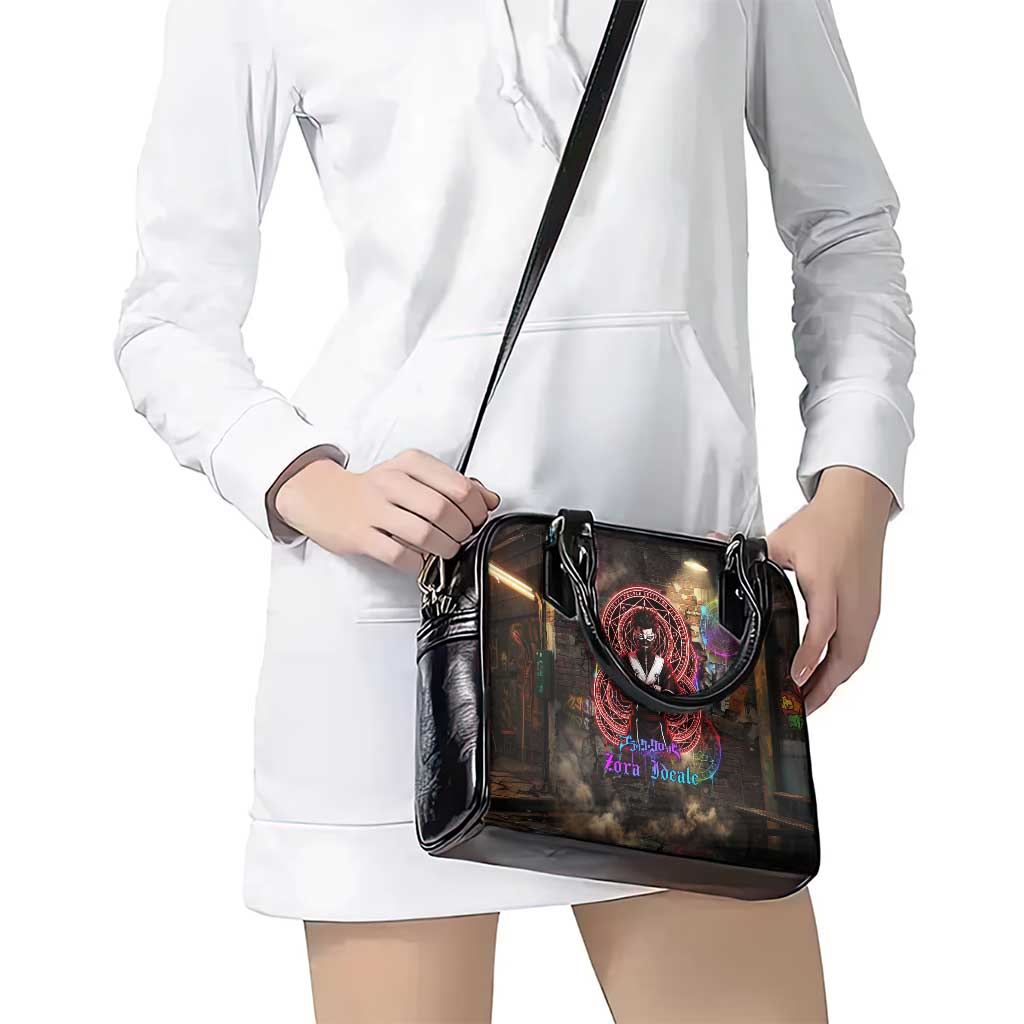 Zara Ideale Black Clover Shoulder Handbag Graffiti Magic Circle Style with Urban Grunge Aesthetic
