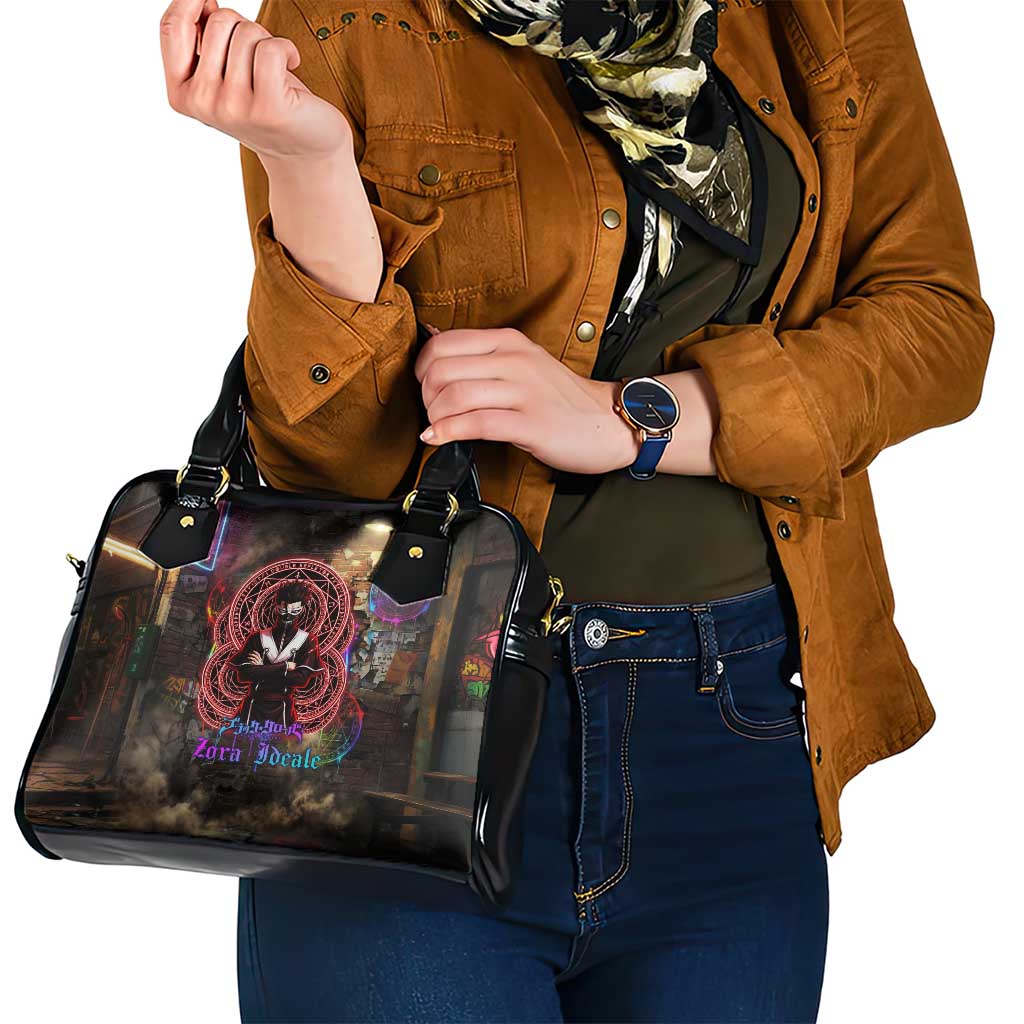 Zara Ideale Black Clover Shoulder Handbag Graffiti Magic Circle Style with Urban Grunge Aesthetic