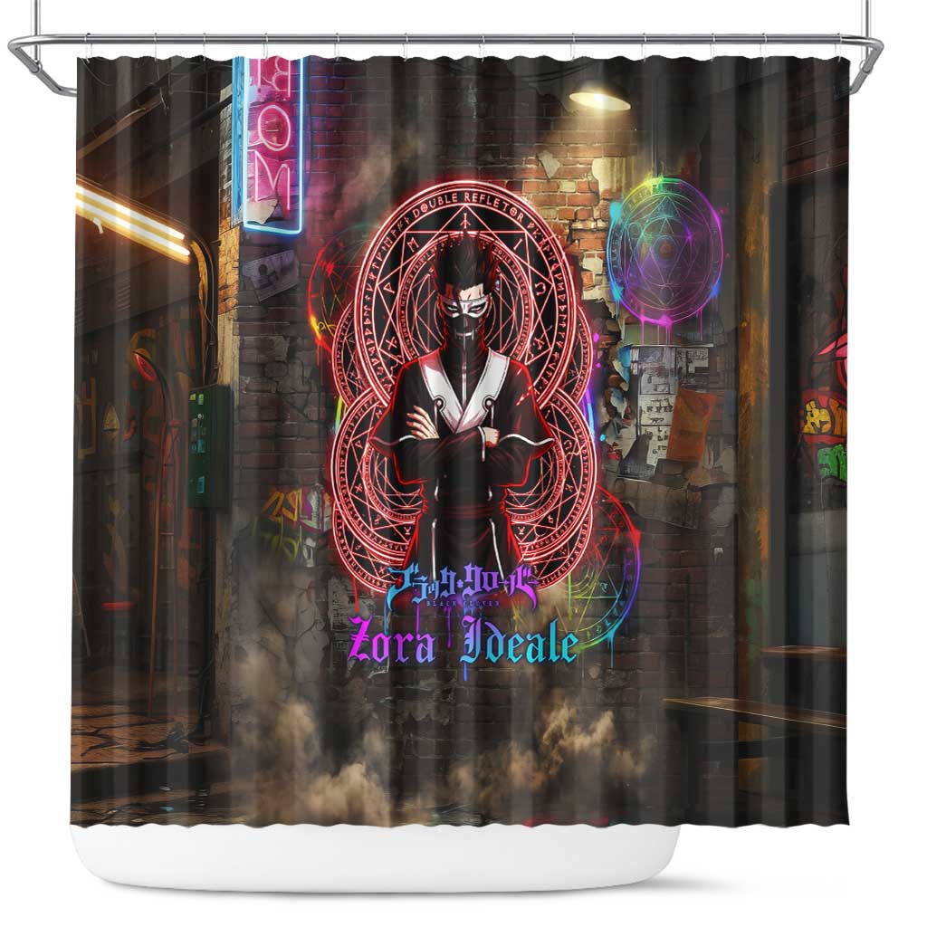 Zara Ideale Black Clover Shower Curtain Graffiti Magic Circle Style with Urban Grunge Aesthetic