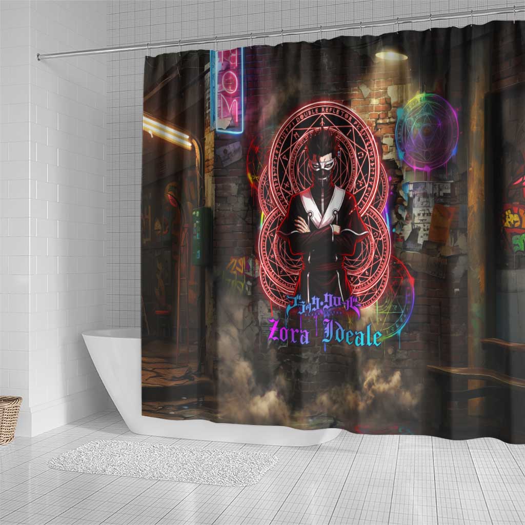 Zara Ideale Black Clover Shower Curtain Graffiti Magic Circle Style with Urban Grunge Aesthetic