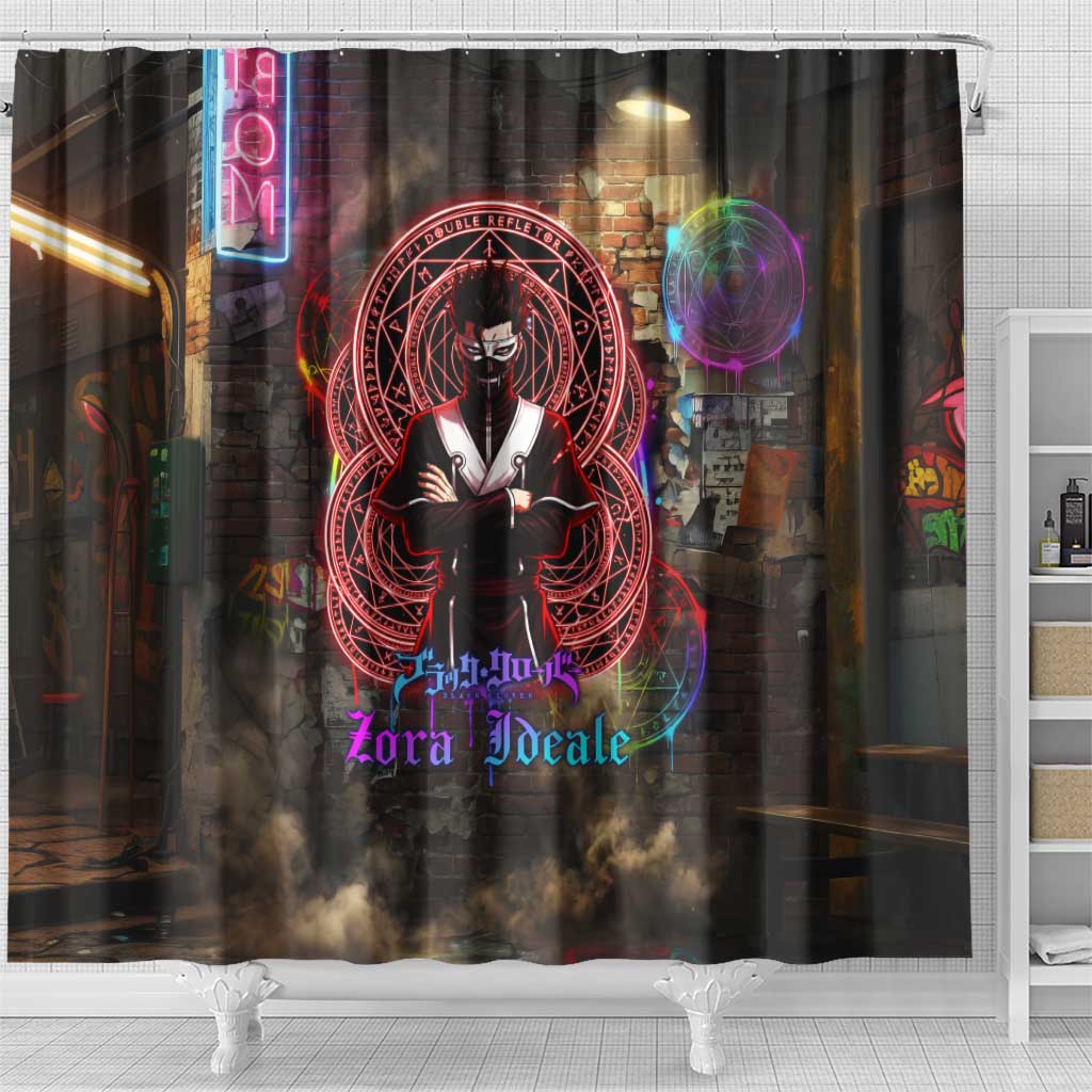 Zara Ideale Black Clover Shower Curtain Graffiti Magic Circle Style with Urban Grunge Aesthetic