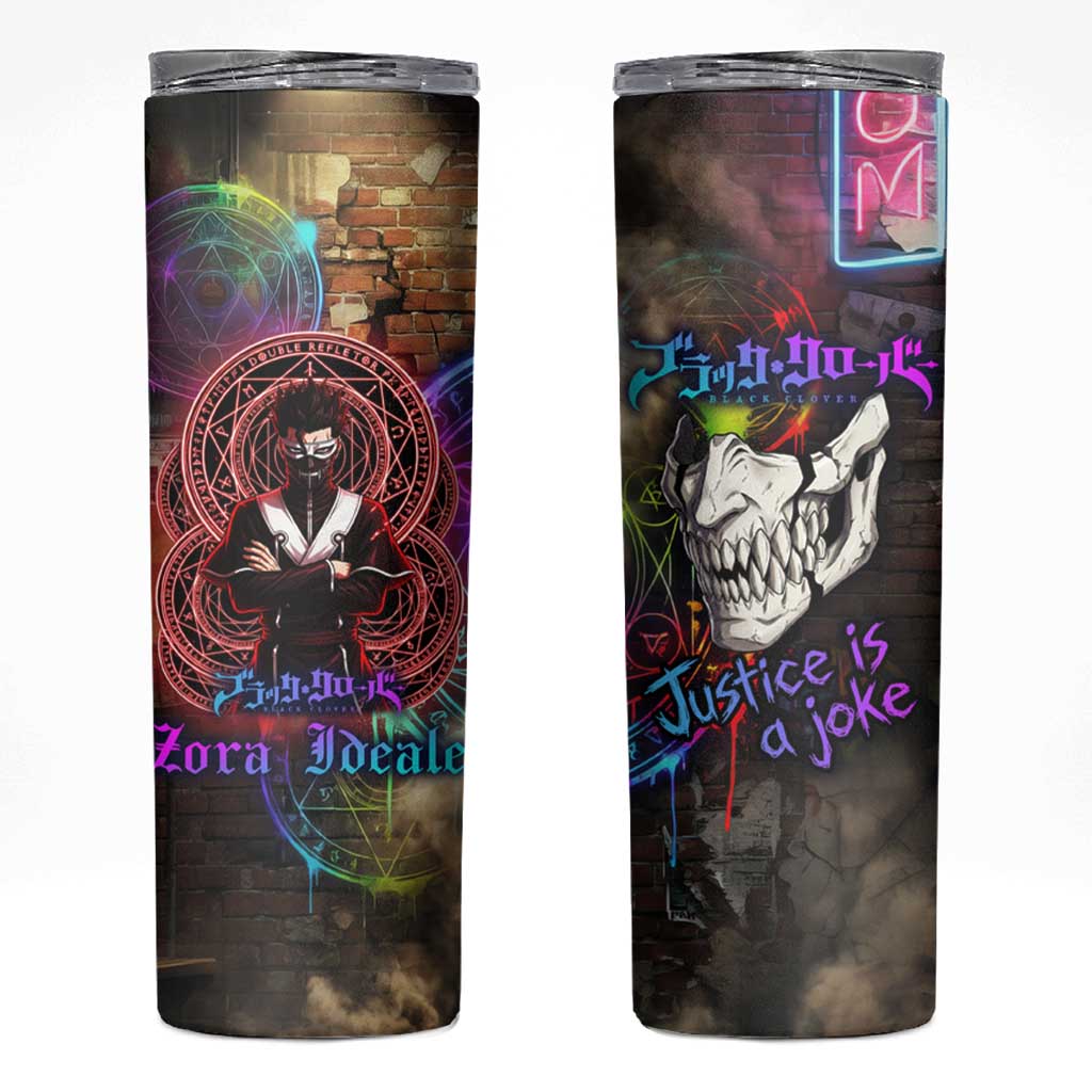 Zara Ideale Black Clover Skinny Tumbler Graffiti Magic Circle Style with Urban Grunge Aesthetic