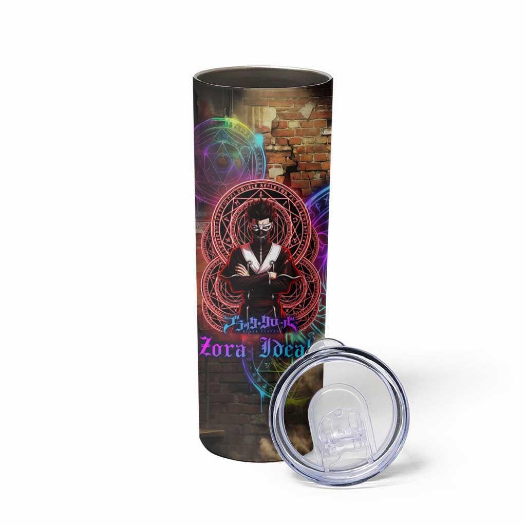 Zara Ideale Black Clover Skinny Tumbler Graffiti Magic Circle Style with Urban Grunge Aesthetic