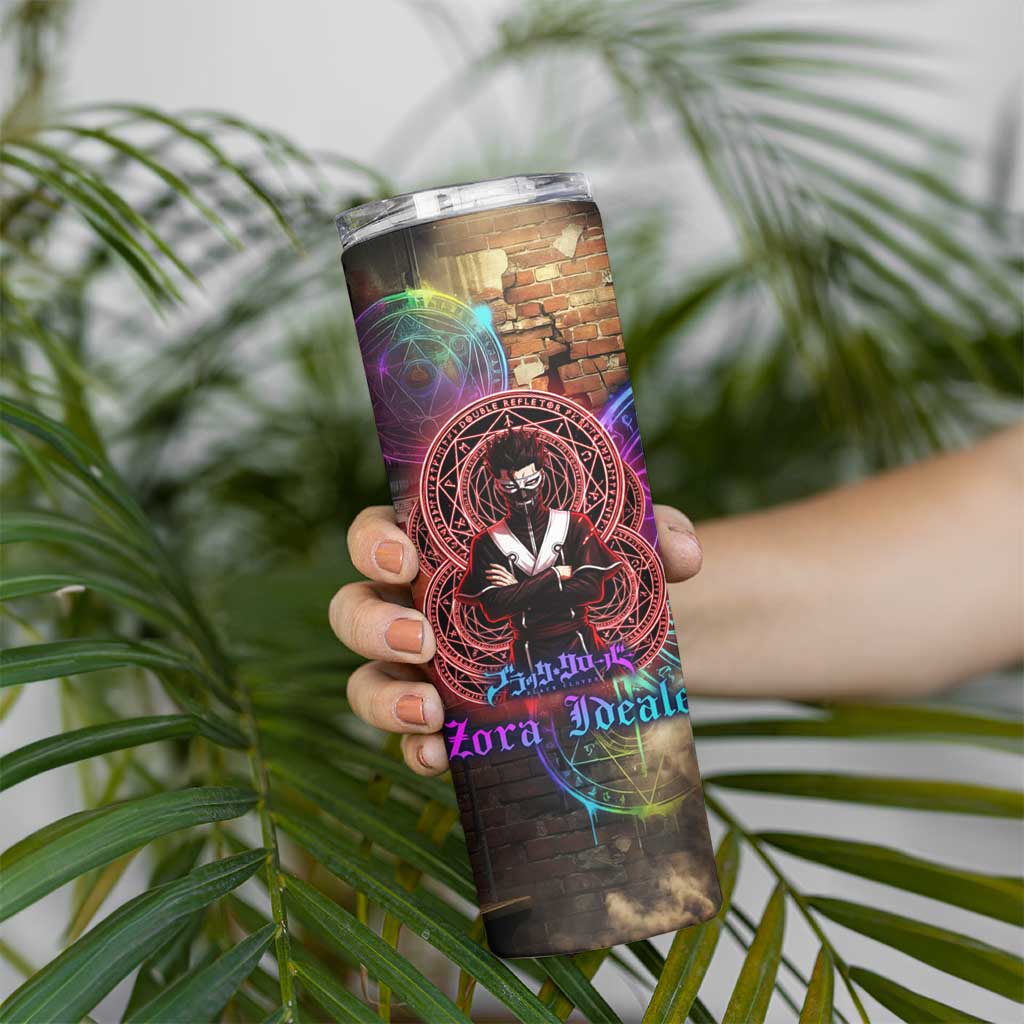 Zara Ideale Black Clover Skinny Tumbler Graffiti Magic Circle Style with Urban Grunge Aesthetic