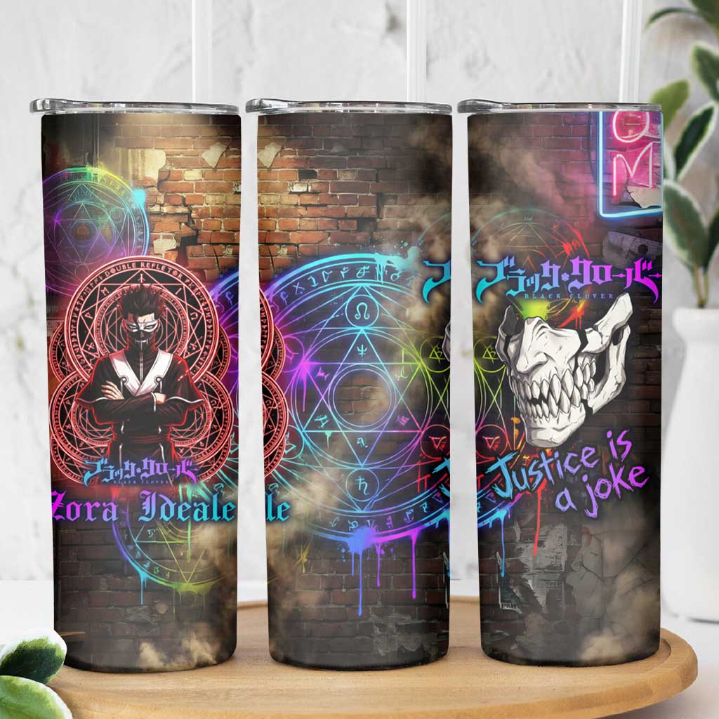 Zara Ideale Black Clover Skinny Tumbler Graffiti Magic Circle Style with Urban Grunge Aesthetic