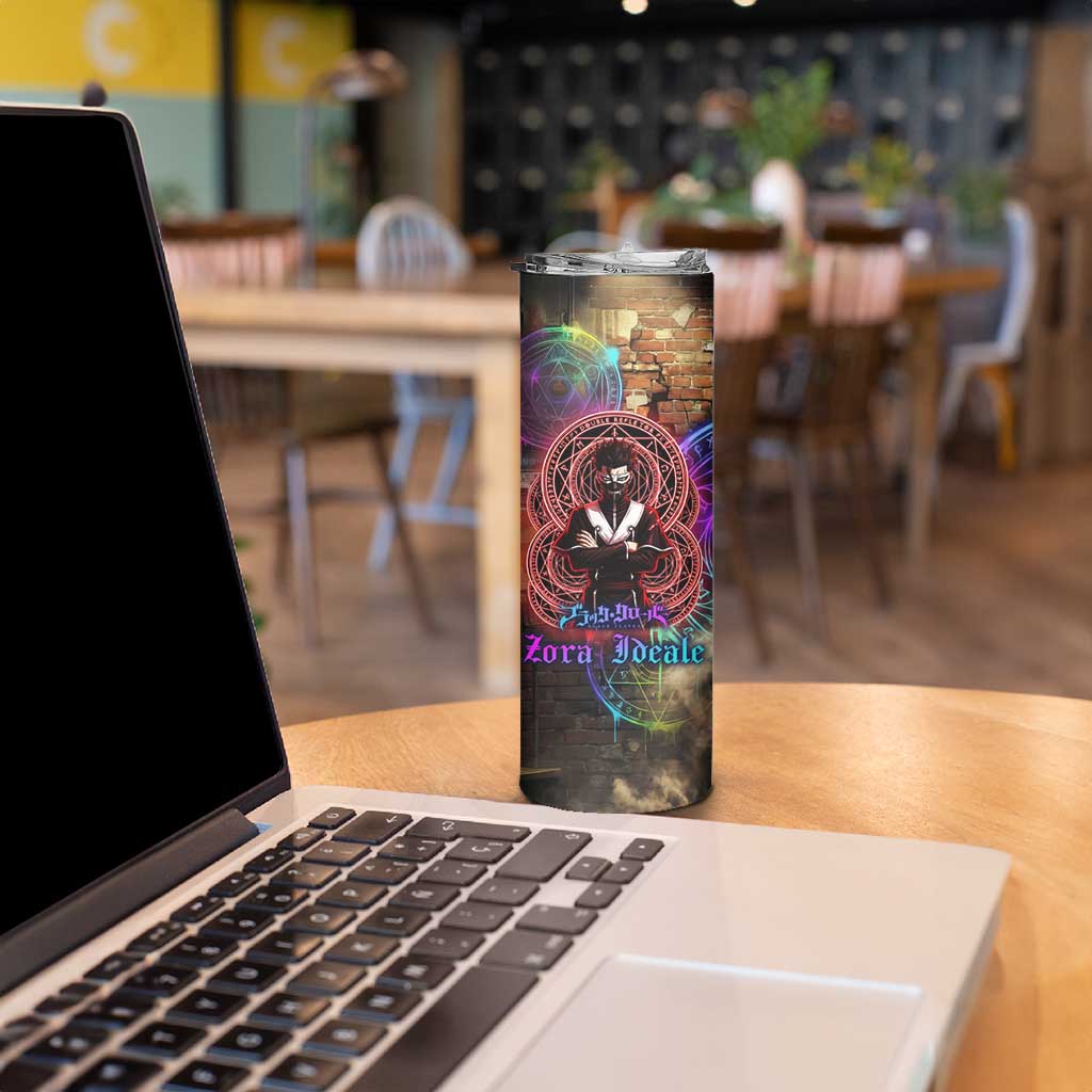 Zara Ideale Black Clover Skinny Tumbler Graffiti Magic Circle Style with Urban Grunge Aesthetic