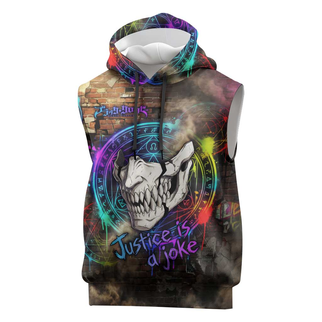 Zara Ideale Black Clover Sleeveless Hoodie Graffiti Magic Circle Style with Urban Grunge Aesthetic