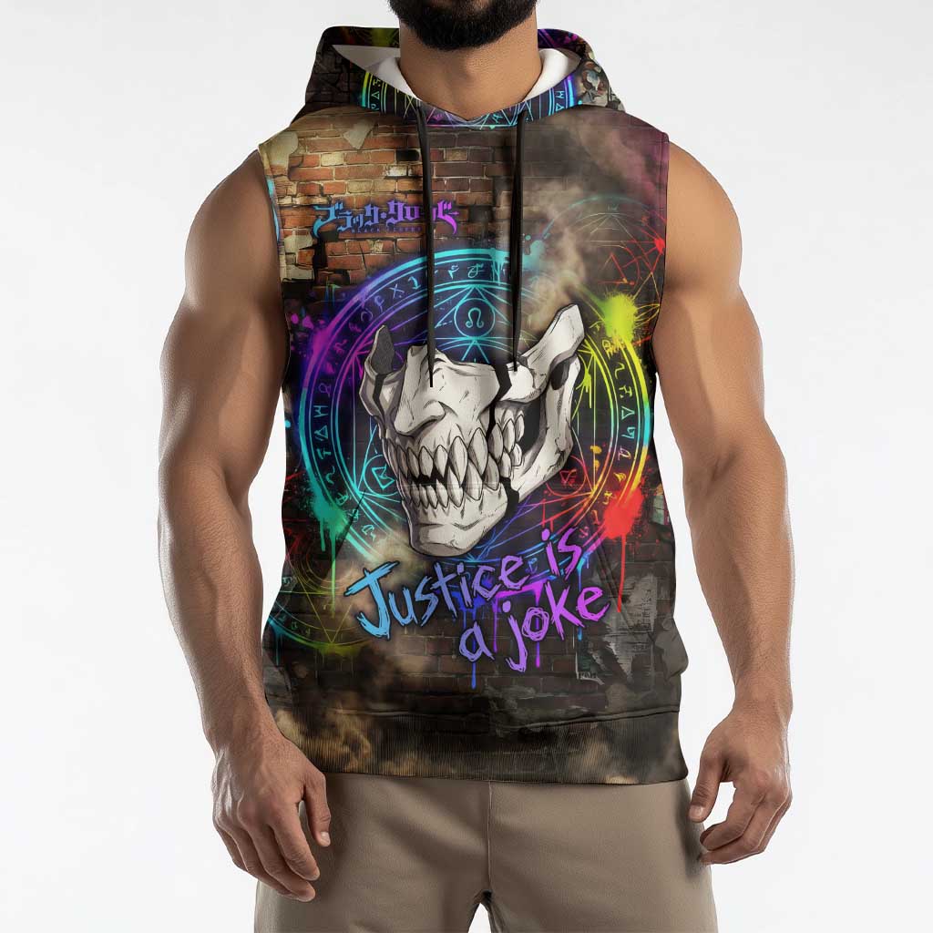 Zara Ideale Black Clover Sleeveless Hoodie Graffiti Magic Circle Style with Urban Grunge Aesthetic
