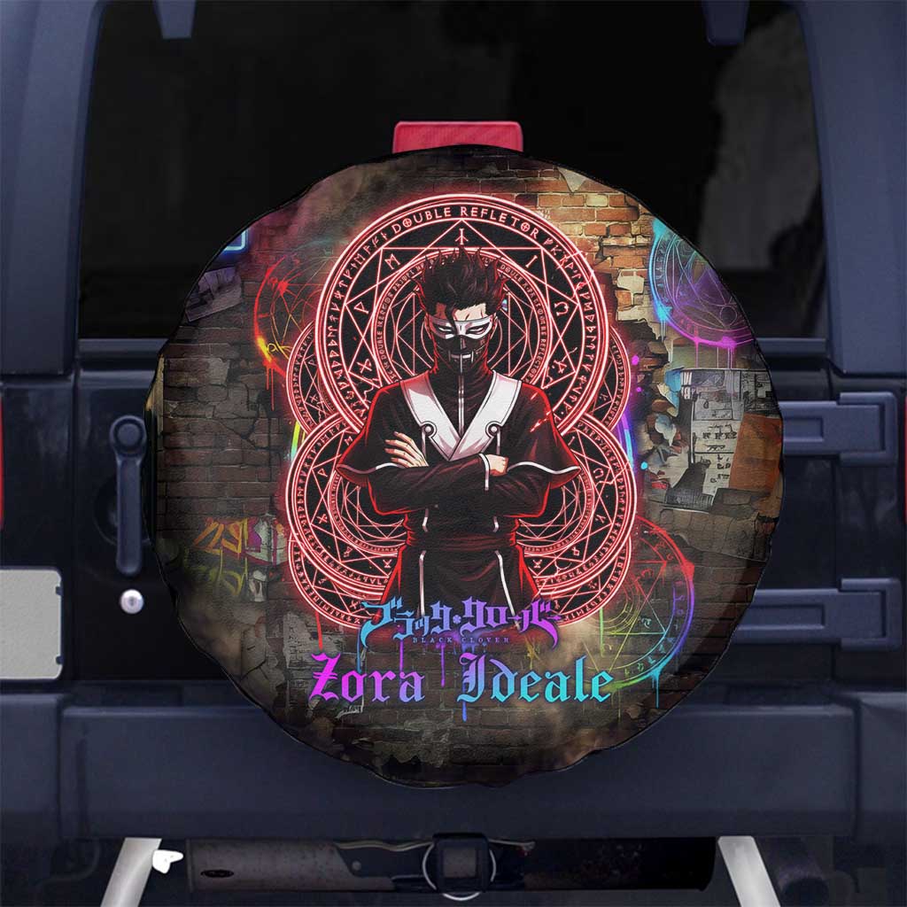 Zara Ideale Black Clover Spare Tire Cover Graffiti Magic Circle Style with Urban Grunge Aesthetic