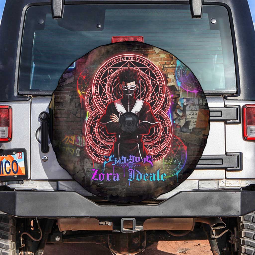 Zara Ideale Black Clover Spare Tire Cover Graffiti Magic Circle Style with Urban Grunge Aesthetic