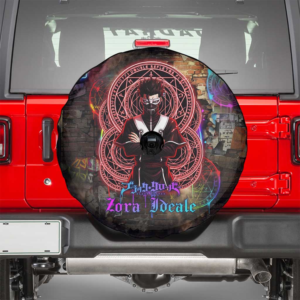 Zara Ideale Black Clover Spare Tire Cover Graffiti Magic Circle Style with Urban Grunge Aesthetic