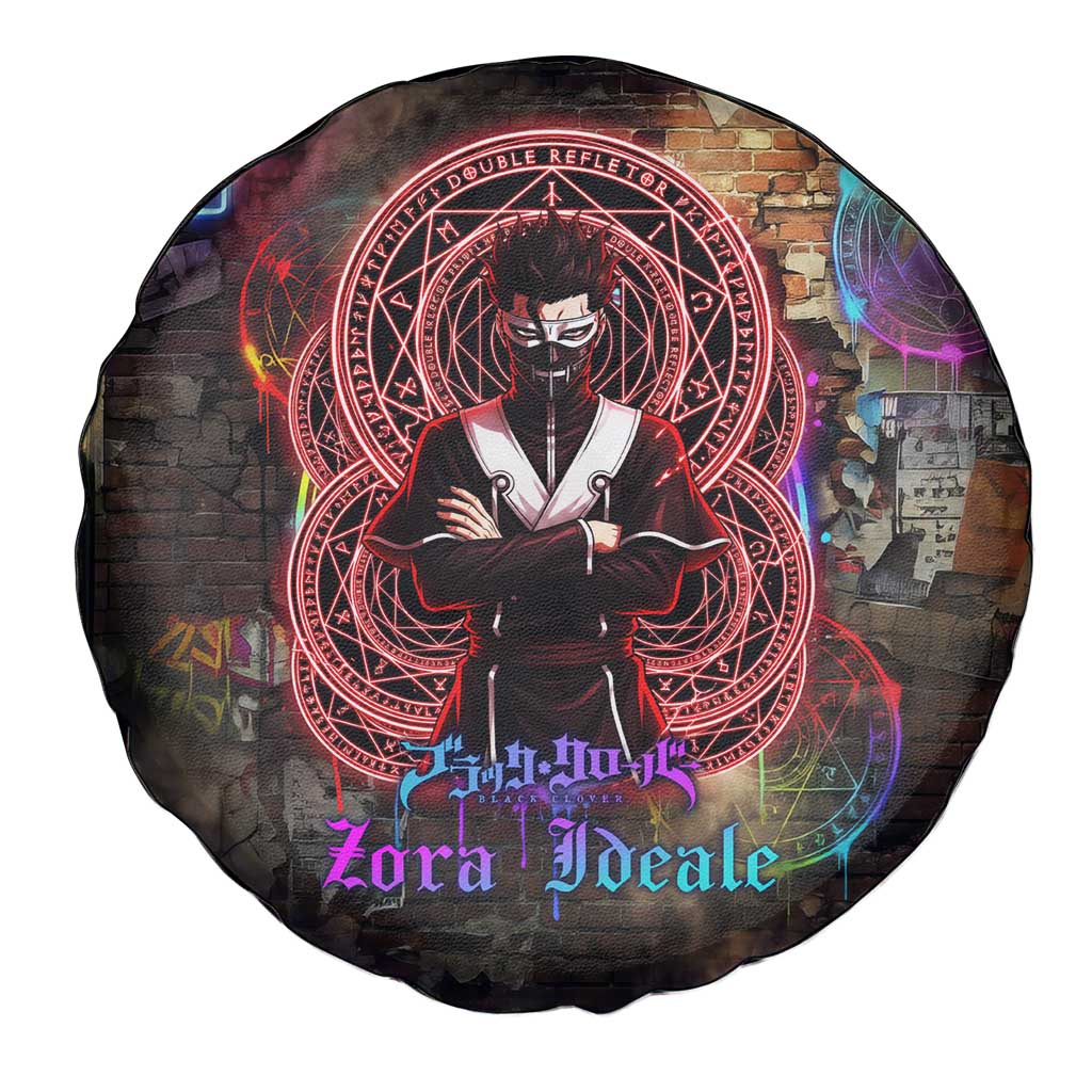Zara Ideale Black Clover Spare Tire Cover Graffiti Magic Circle Style with Urban Grunge Aesthetic