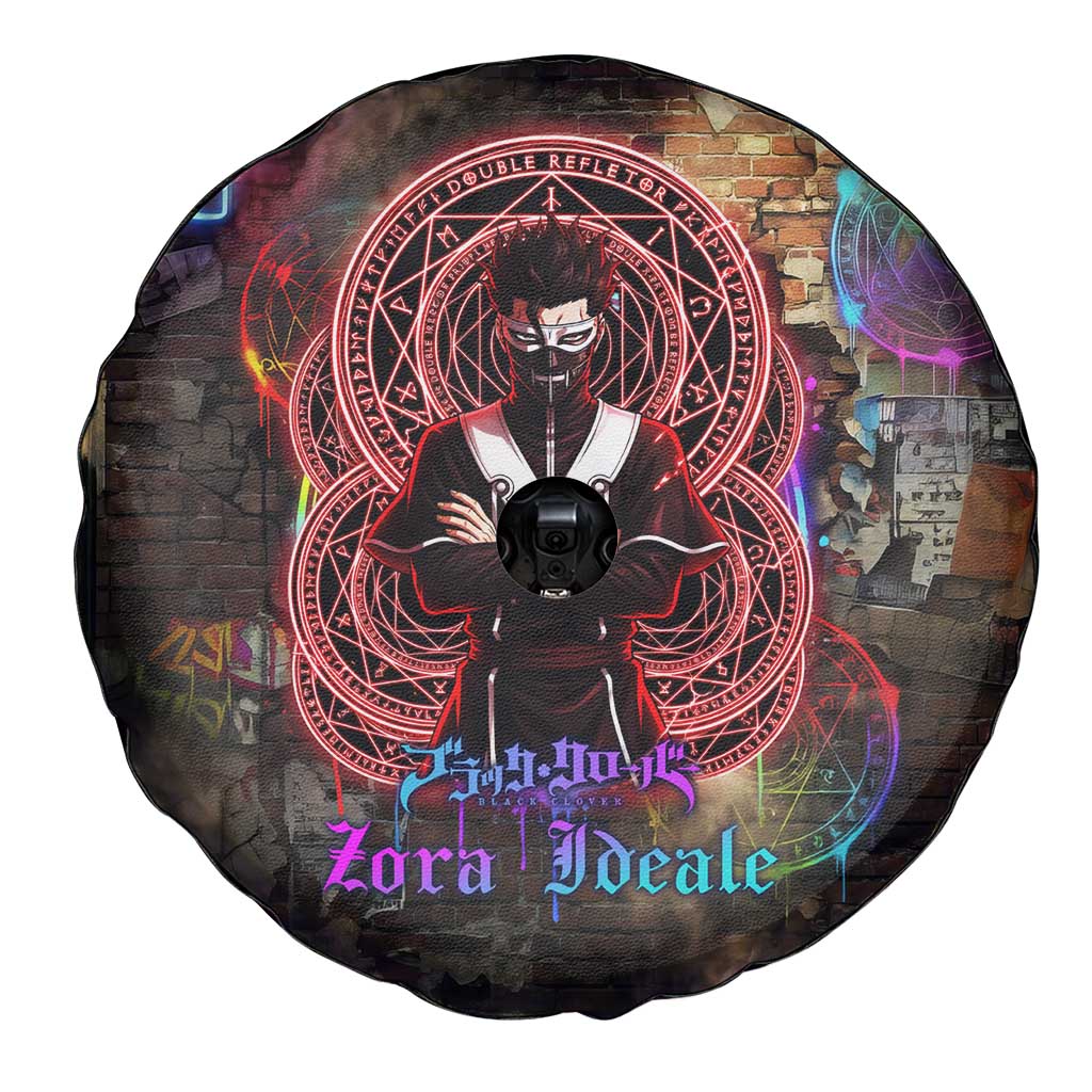 Zara Ideale Black Clover Spare Tire Cover Graffiti Magic Circle Style with Urban Grunge Aesthetic