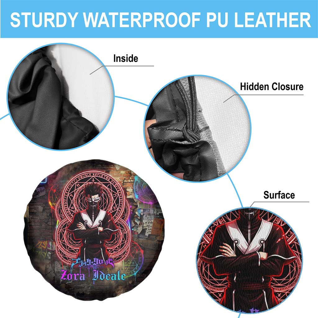 Zara Ideale Black Clover Spare Tire Cover Graffiti Magic Circle Style with Urban Grunge Aesthetic