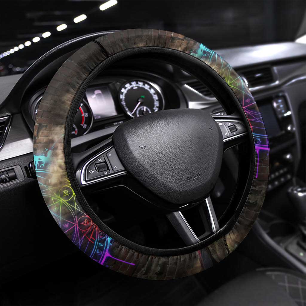 Zara Ideale Black Clover Steering Wheel Cover Graffiti Magic Circle Style with Urban Grunge Aesthetic