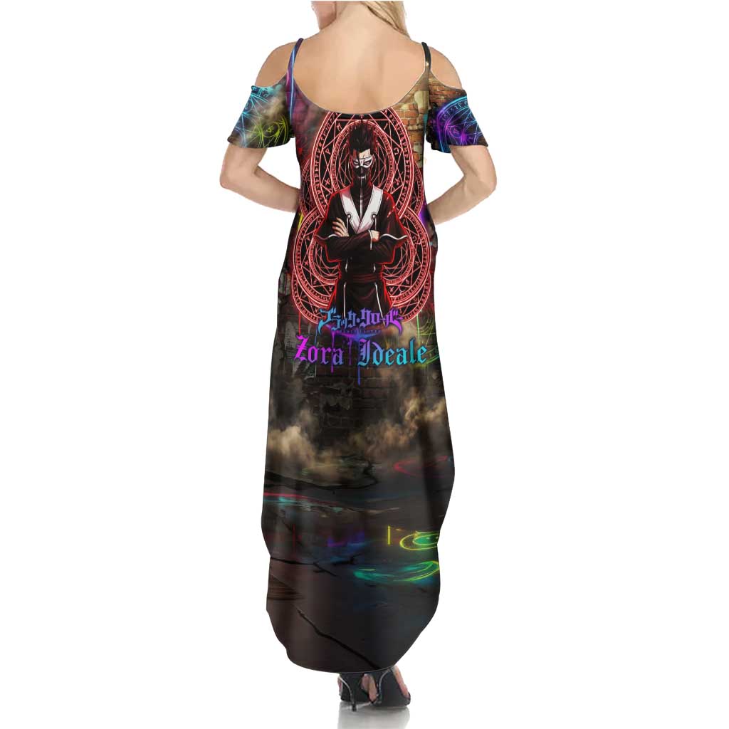 Zara Ideale Black Clover Summer Maxi Dress Graffiti Magic Circle Style with Urban Grunge Aesthetic