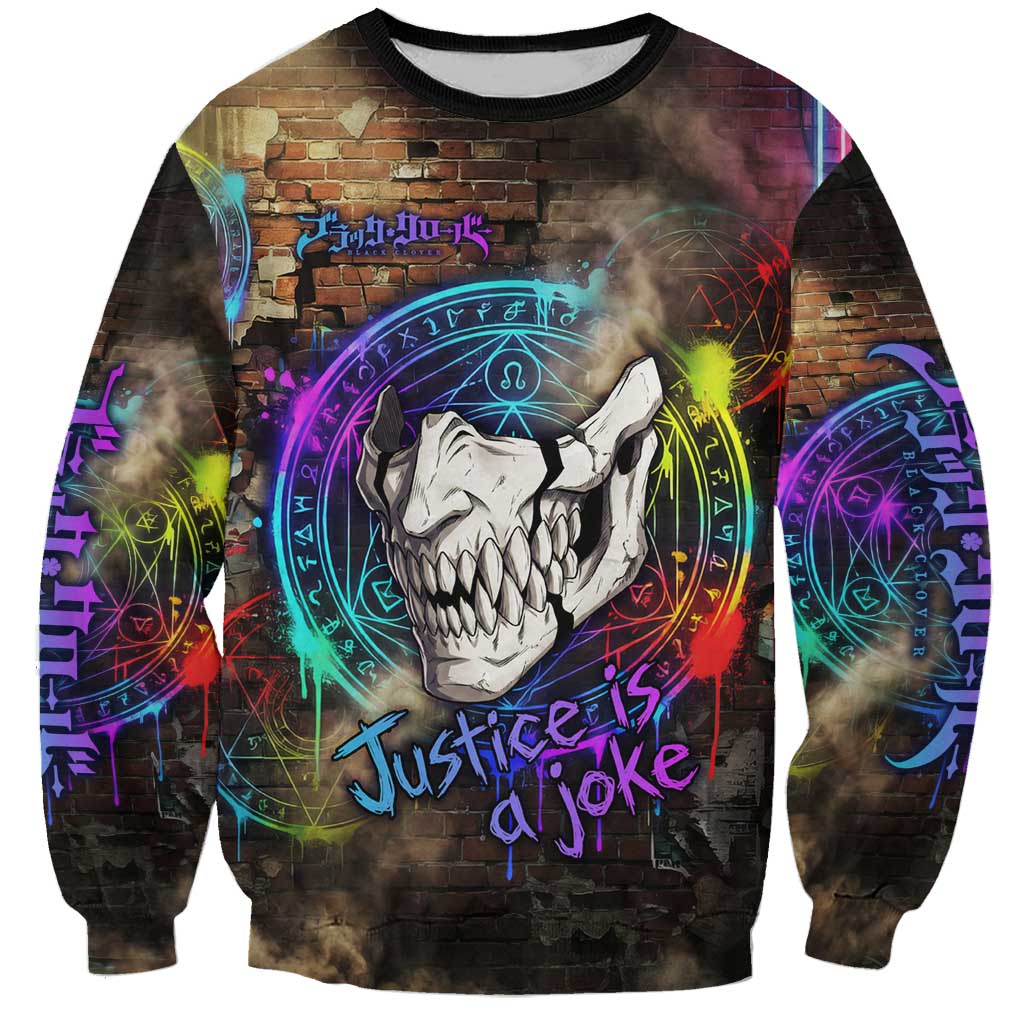 Zara Ideale Black Clover Sweatshirt Graffiti Magic Circle Style with Urban Grunge Aesthetic