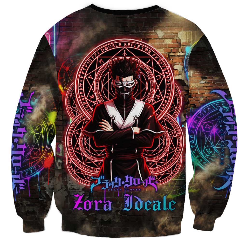 Zara Ideale Black Clover Sweatshirt Graffiti Magic Circle Style with Urban Grunge Aesthetic