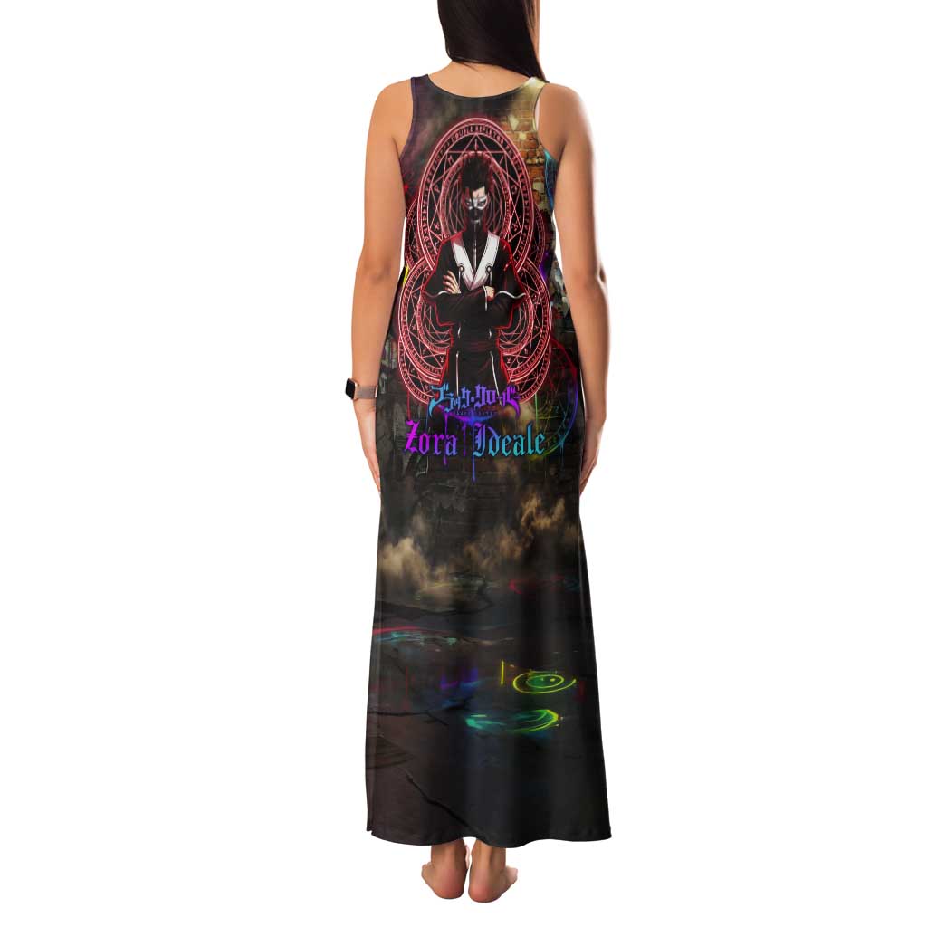 Zara Ideale Black Clover Tank Maxi Dress Graffiti Magic Circle Style with Urban Grunge Aesthetic