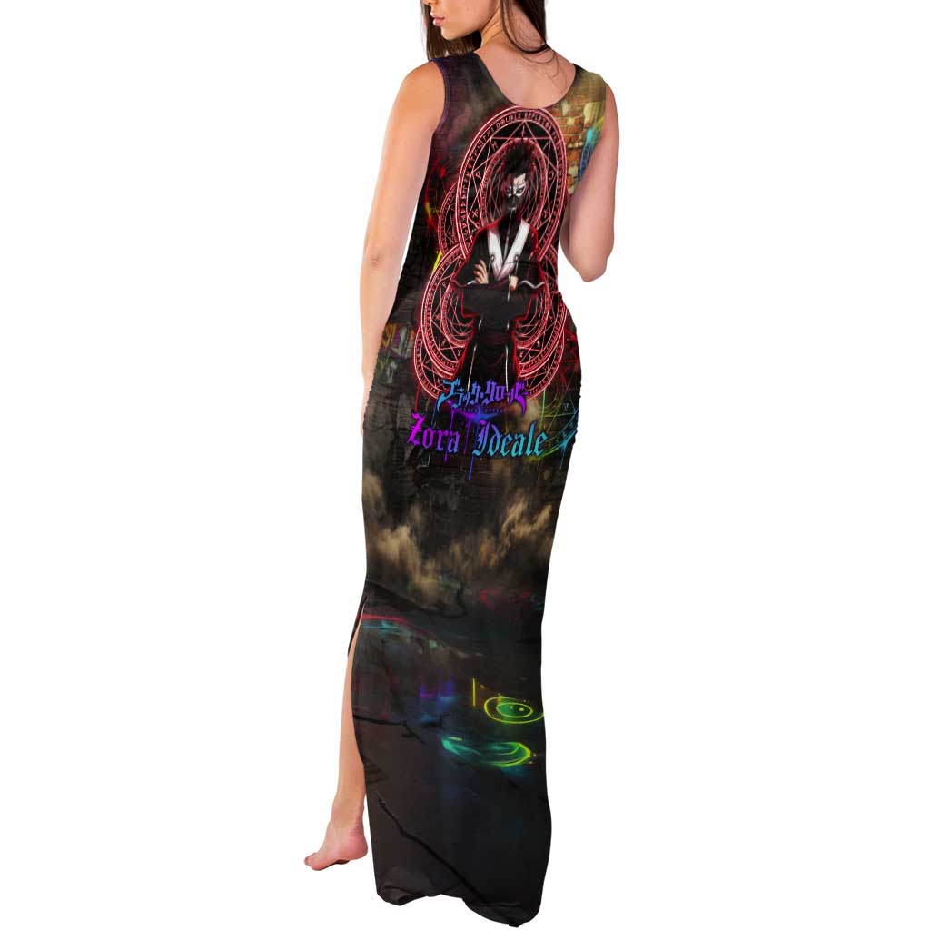 Zara Ideale Black Clover Tank Maxi Dress Graffiti Magic Circle Style with Urban Grunge Aesthetic