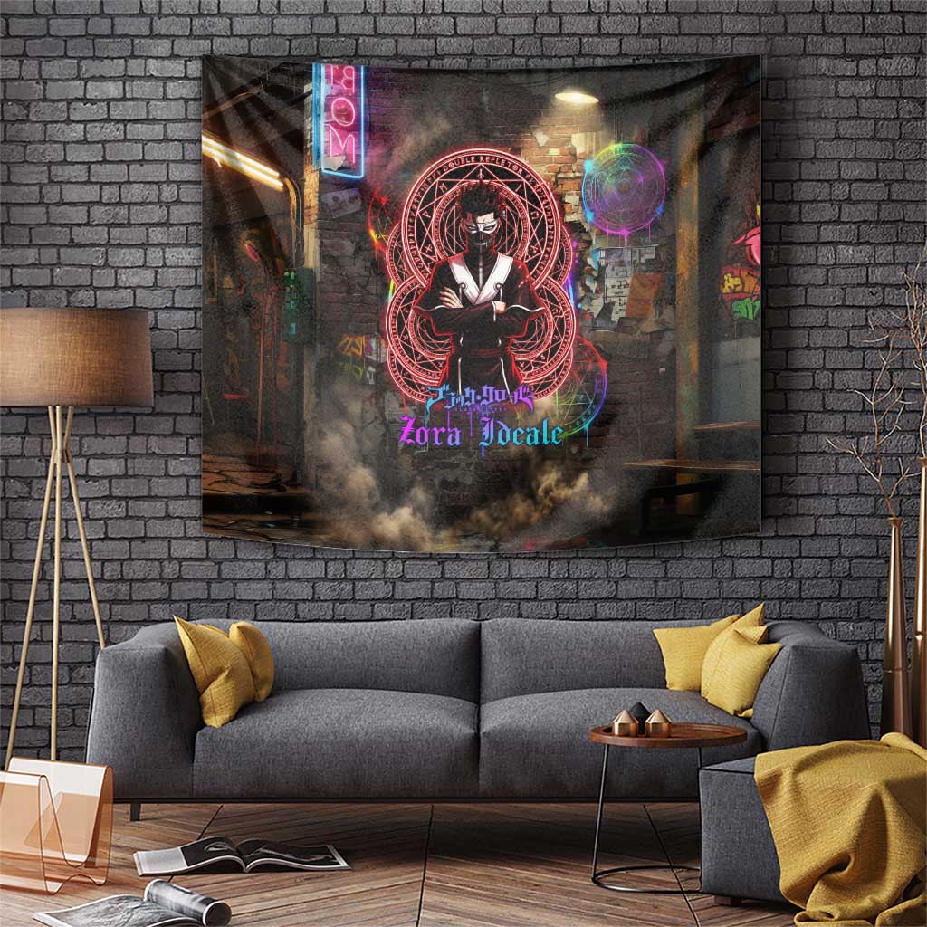 Zara Ideale Black Clover Tapestry Graffiti Magic Circle Style with Urban Grunge Aesthetic