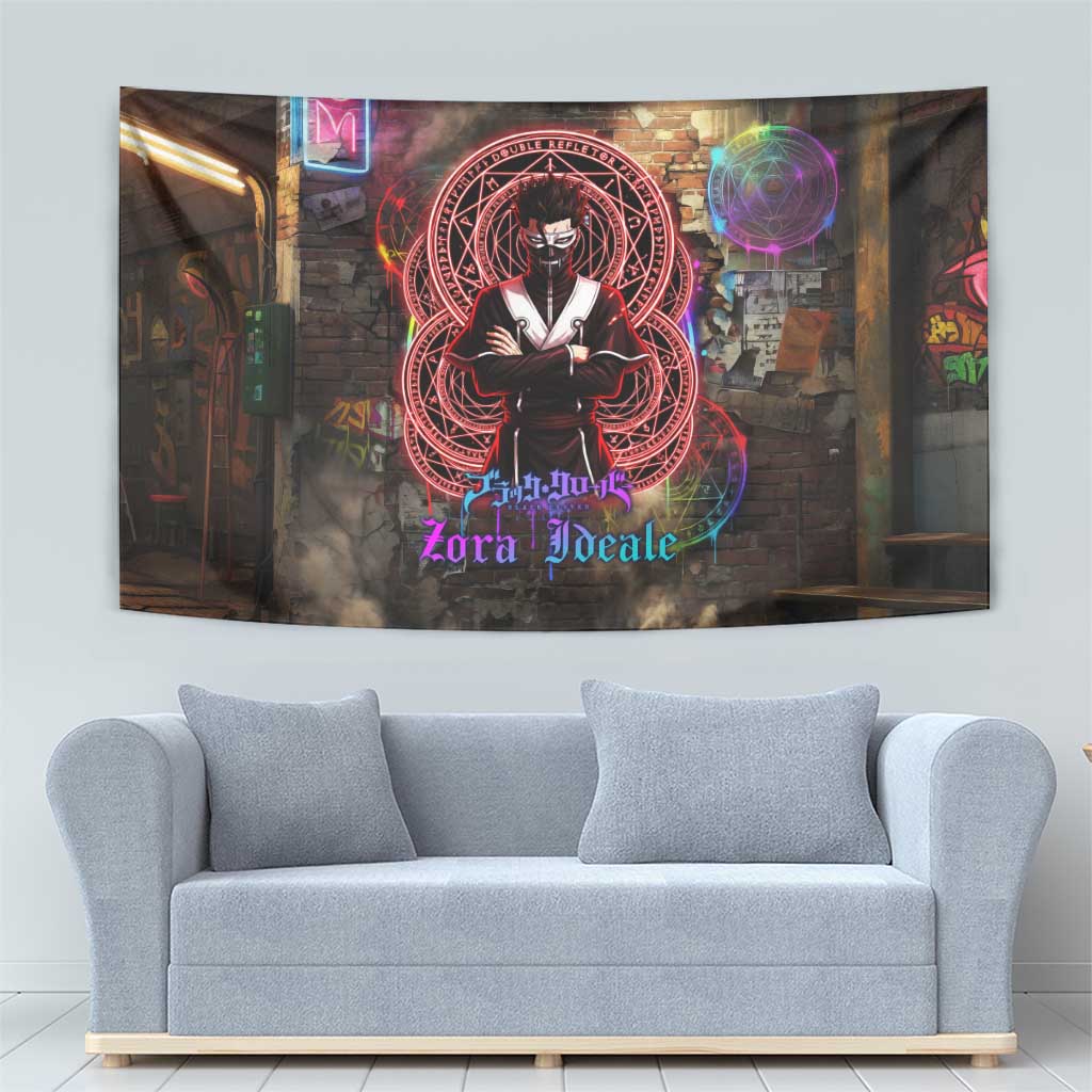 Zara Ideale Black Clover Tapestry Graffiti Magic Circle Style with Urban Grunge Aesthetic